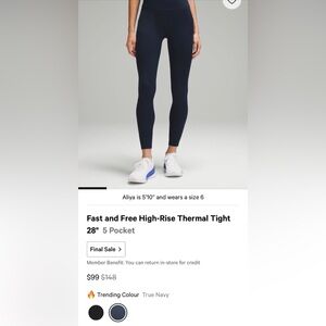 Lululemon Fast and Free High-Rise Thermal Tights in Navy 8